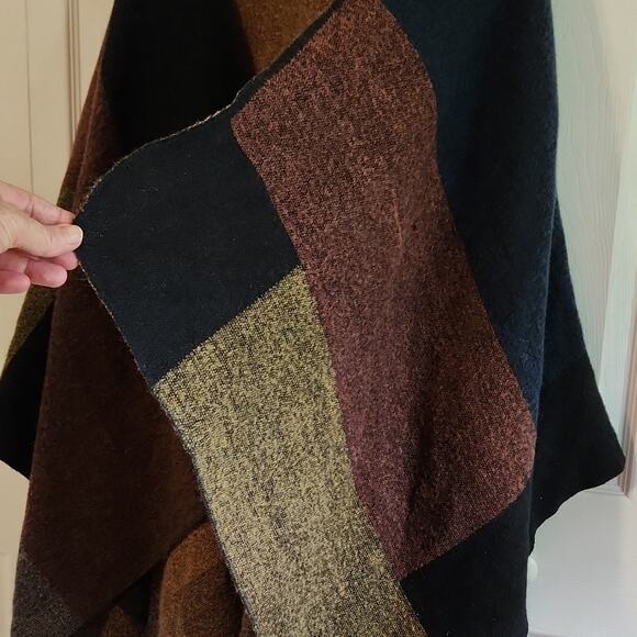 Poncho Cape Women's Dark Multi-colored Wrap Around Fall One Size Academia - Picture 5 of 7
